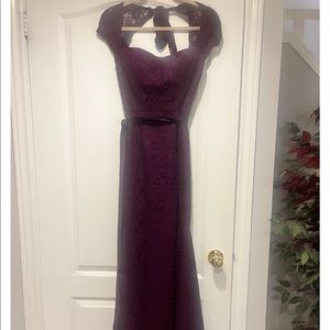 Purple fitted bridesmaid dress